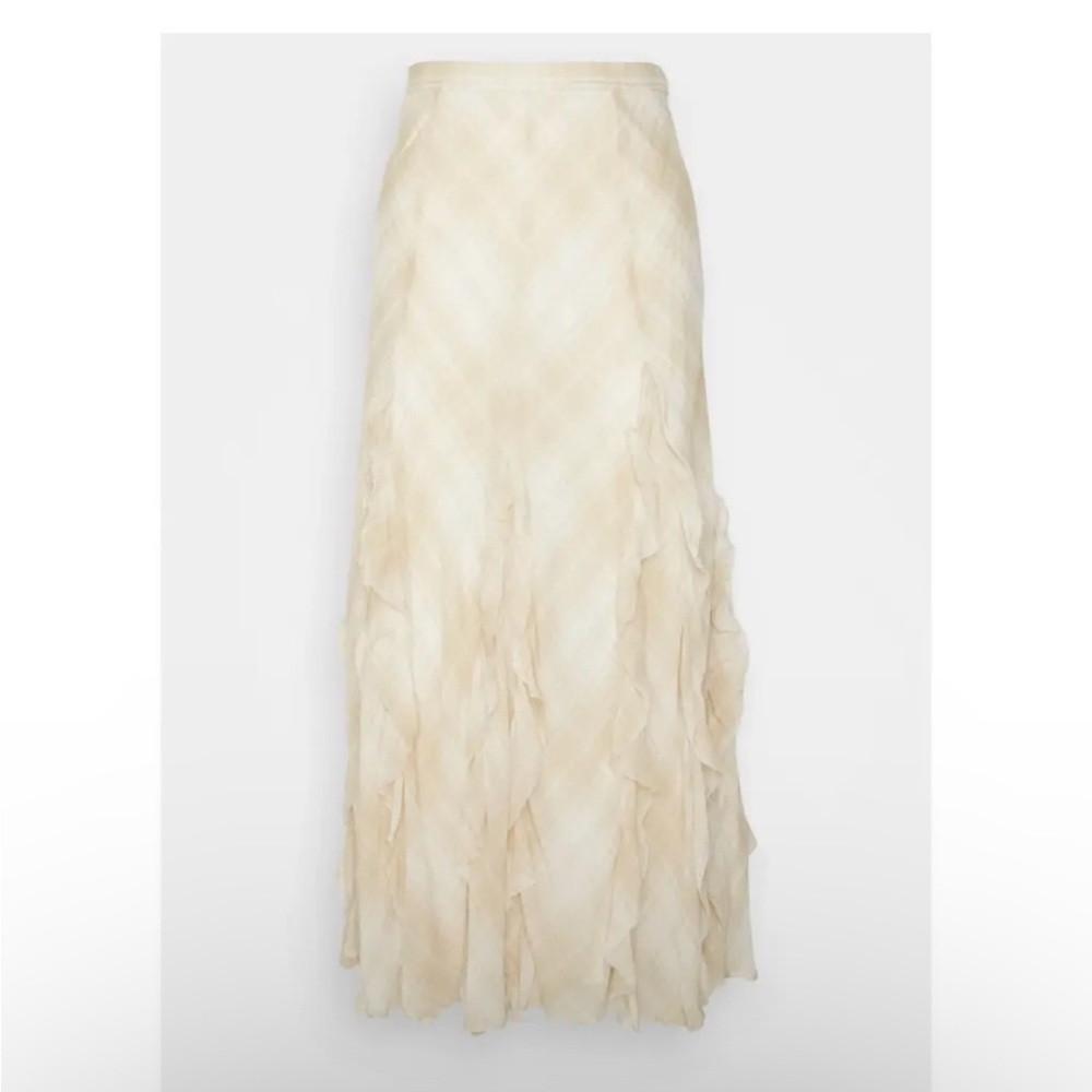 Ralph Lauren Beige Viscose gingham Maxi Skirt NWT Size 6